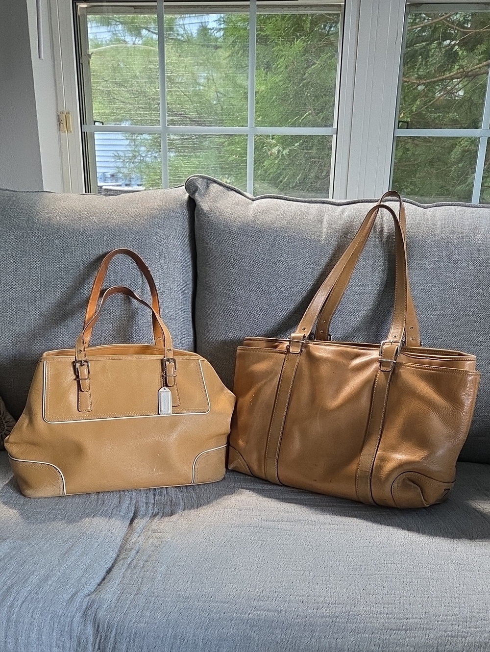 COACH Tan Hampton Leather Tote Bundle #6460 and 9606